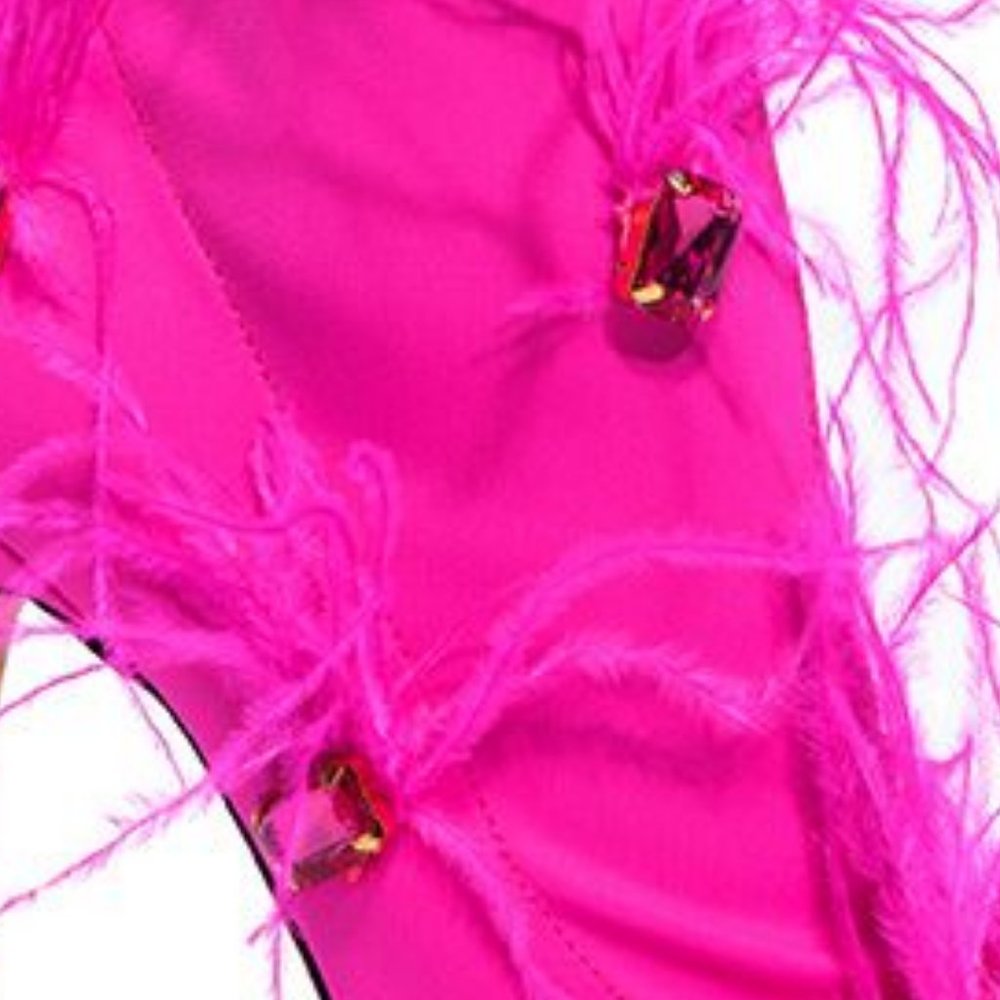 AZALEA WANG " FINESSED FEATHER EMBELLISHED " PINK BOOT (BRAND NEW!!) - Picture 2 of 9